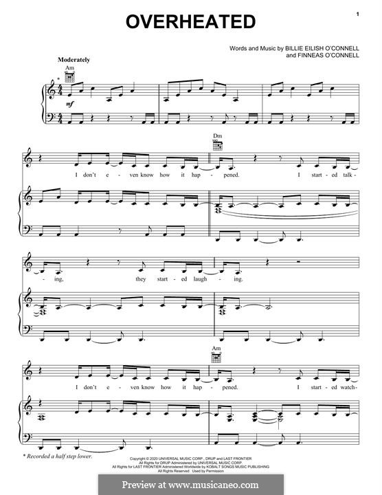 OverHeated (Billie Eilish): Para vocais e piano (ou Guitarra) by Finneas O'Connell