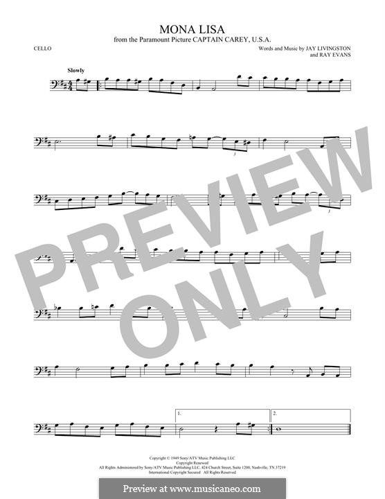 Mona Lisa (Nat King Cole): para violoncelo by Jay Livingston, Raymond Evans