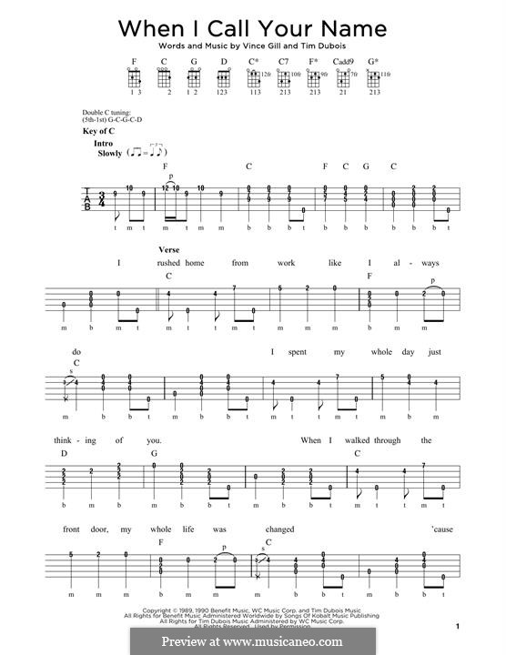When I Call Your Name: For banjo by Tim DuBois, Vince Gill