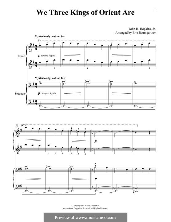 Piano version: For four hands by John H. Hopkins Jr.