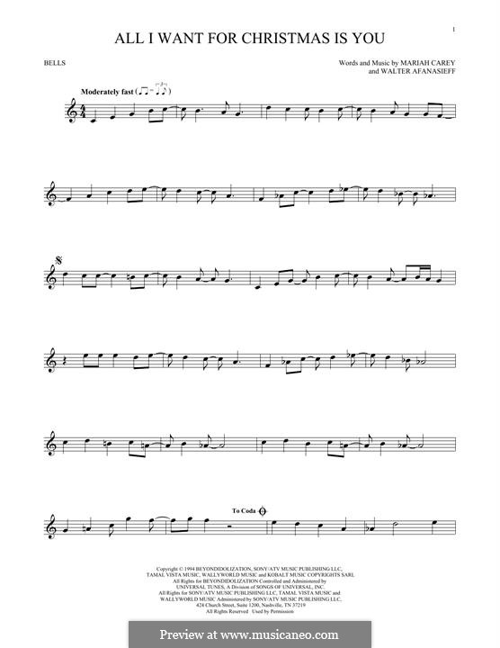 Instrumental version: For glockenspiel by Mariah Carey, Walter Afanasieff