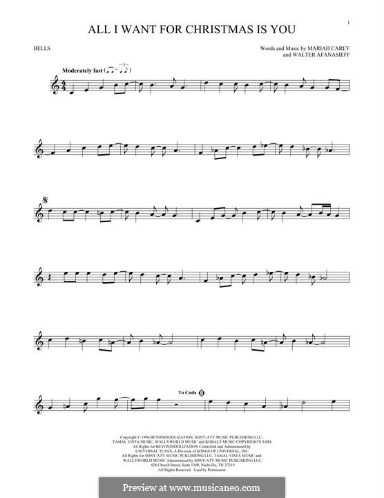 Instrumental version: For glockenspiel by Mariah Carey, Walter Afanasieff