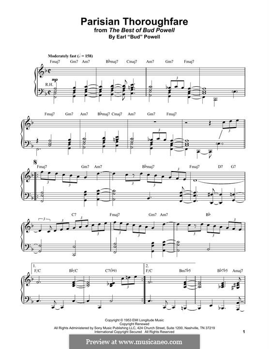Parisian Thoroughfare: Para Piano by Bud Powell