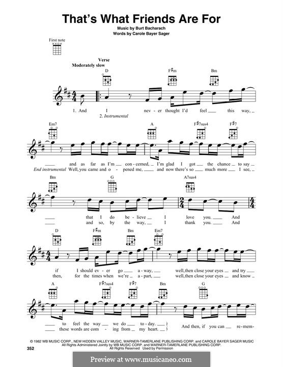 That's What Friends are for: para ukulele by Burt Bacharach, Carole Bayer Sager