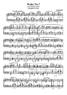 Waltz No.7: arranjos para piano (versão simples) by Johannes Brahms