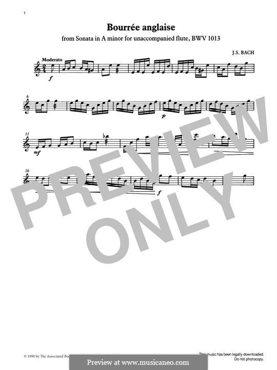 Partita for Flute in A Minor, BWV 1013: Bourrée anglaise, for percussion by Johann Sebastian Bach