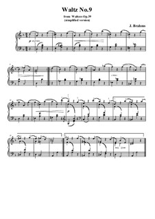 Waltz No.9: arranjos para piano (versão simples) by Johannes Brahms