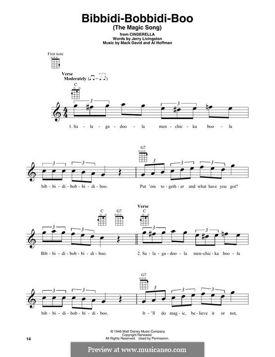 Bibbidi-Bobbidi-Boo (The Magic Song): para ukulele by Al Hoffman, Mack David