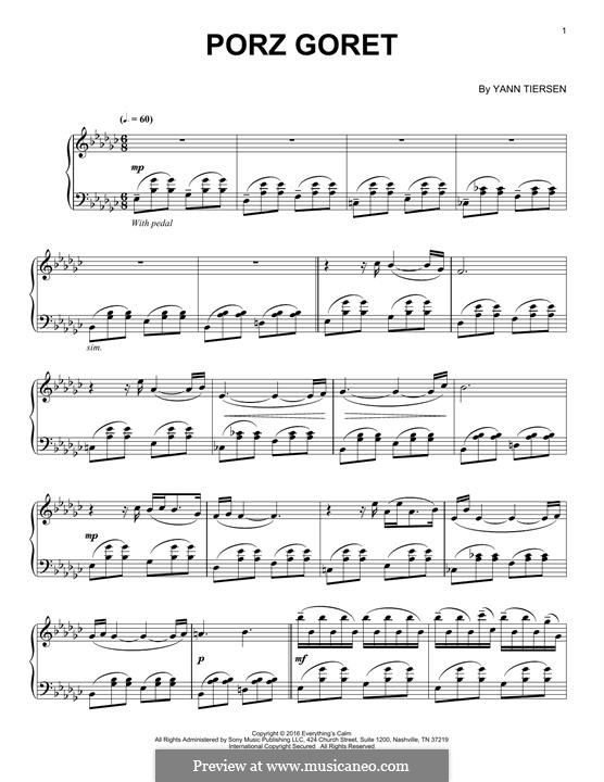 Porz Goret: Para Piano by Yann Tiersen