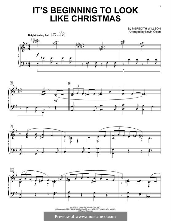 It's Beginning to Look a Lot Like Christmas (Perry Como): Para Piano by Meredith Willson