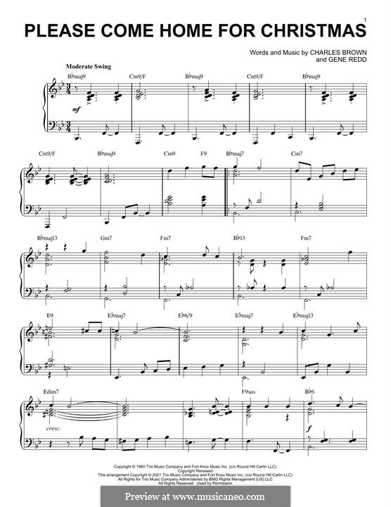 Please Come Home for Christmas (The Eagles): For piano (jazz version) by Charles Brown, Gene Redd