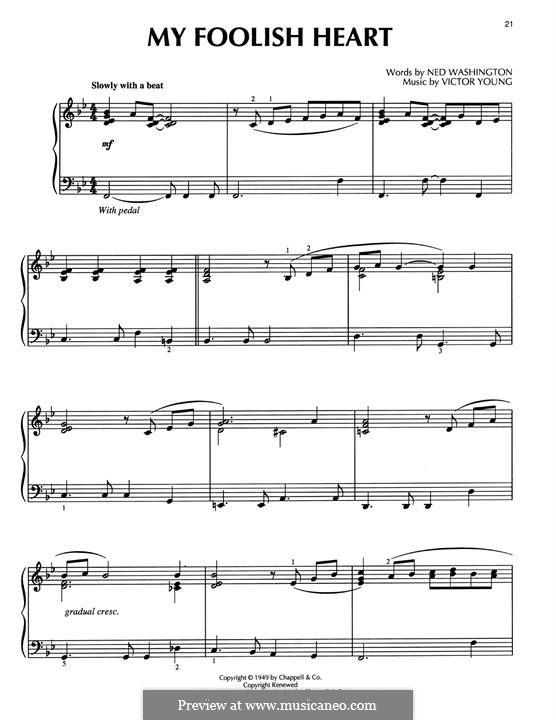 My Foolish Heart: Para Piano by Victor Young
