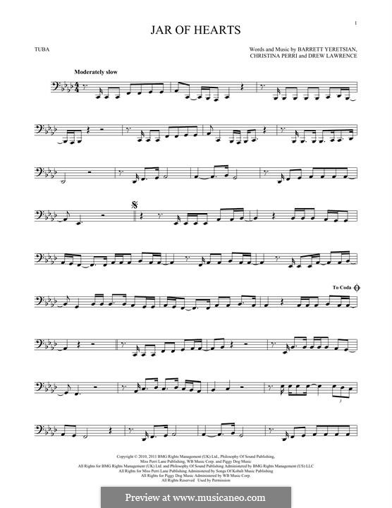 Jar of Hearts: For tuba by Barrett Yeretsian, Christina Perri, Drew Lawrence