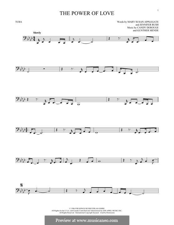 The Power of Love: For tuba by Candy Derouge, Gunther Mende, Jennifer Rush, Mary Susan Applegate