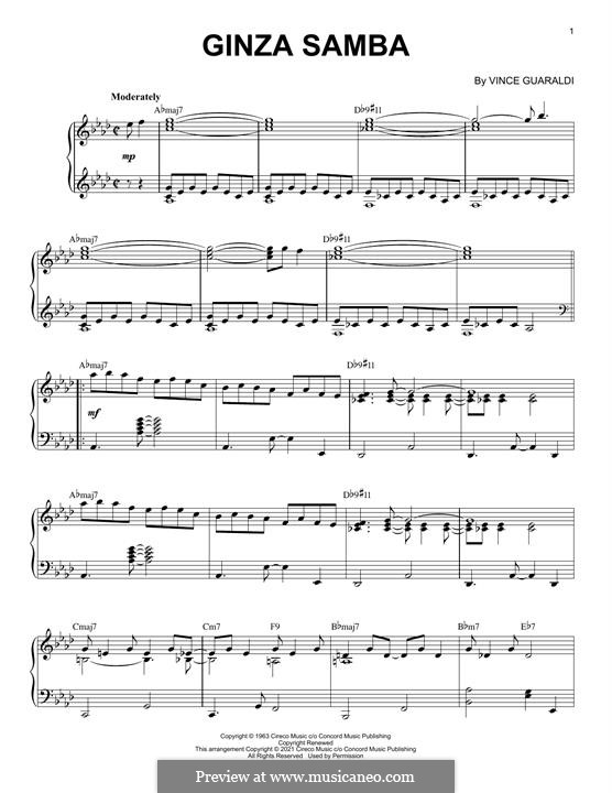 Ginza Samba: For piano (jazz version) by Vince Guaraldi