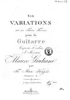 Six Variations for Guitar, Op.4: Seis variações para guitarra by Frantisek Max Knjze