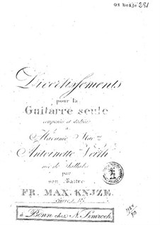 Divertissements for Guitar, Op.5: Divertissements for Guitar by Frantisek Max Knjze