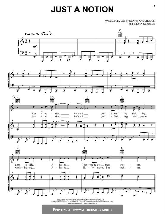 Just A Notion (ABBA): Para vocais e piano (ou Guitarra) by Benny Andersson, Björn Ulvaeus