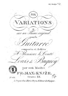 Six Variations for Guitar, Op.20: Seis variações para guitarra by Frantisek Max Knjze