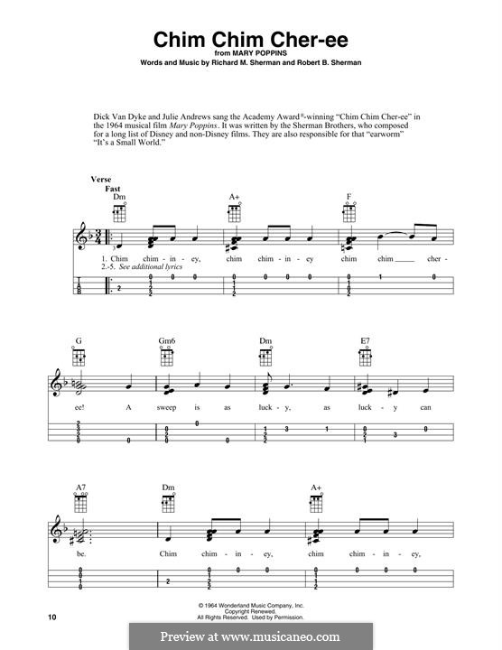 Chim Chim Cher-ee (from Mary Poppins): para ukulele by Richard M. Sherman, Robert B. Sherman