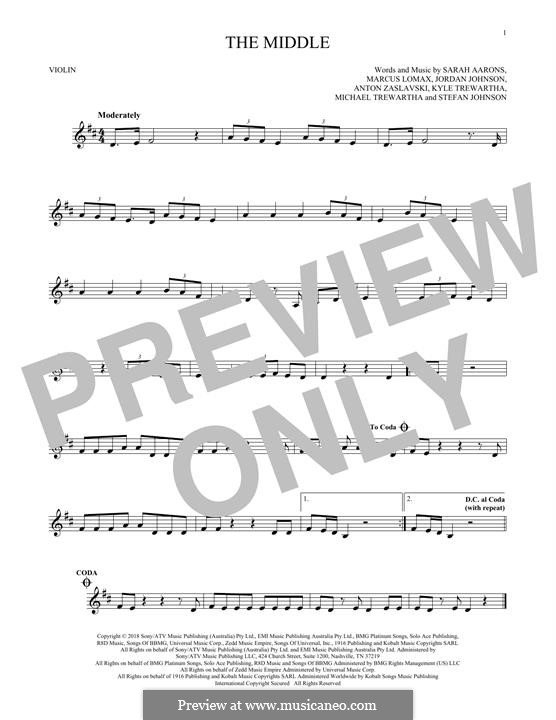 The Middle (Zedd, Maren Morris & Grey): para violino by Anton Zaslavski, Marcus Lomax, Stefan Johnson, Jordan Johnson, Sarah Aarons, Kyle Trewartha, Michael Trewartha