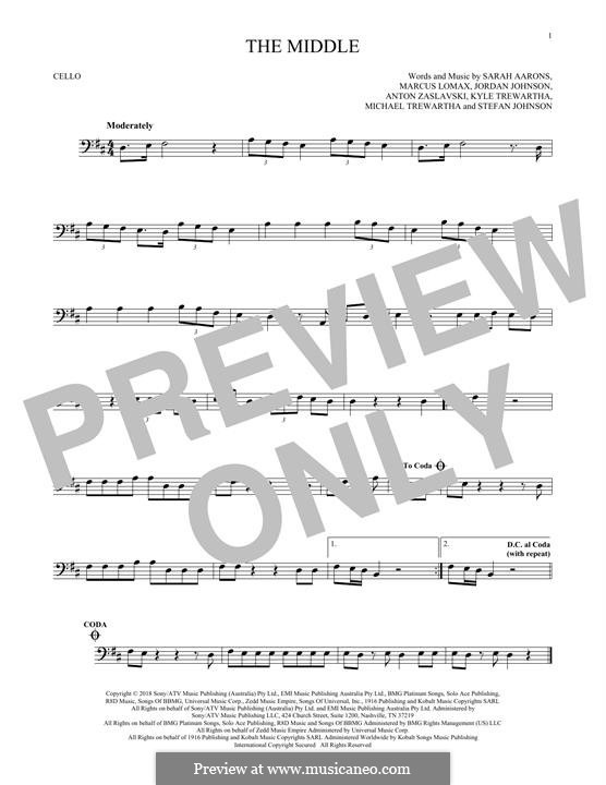The Middle (Zedd, Maren Morris & Grey): para violoncelo by Anton Zaslavski, Marcus Lomax, Stefan Johnson, Jordan Johnson, Sarah Aarons, Kyle Trewartha, Michael Trewartha