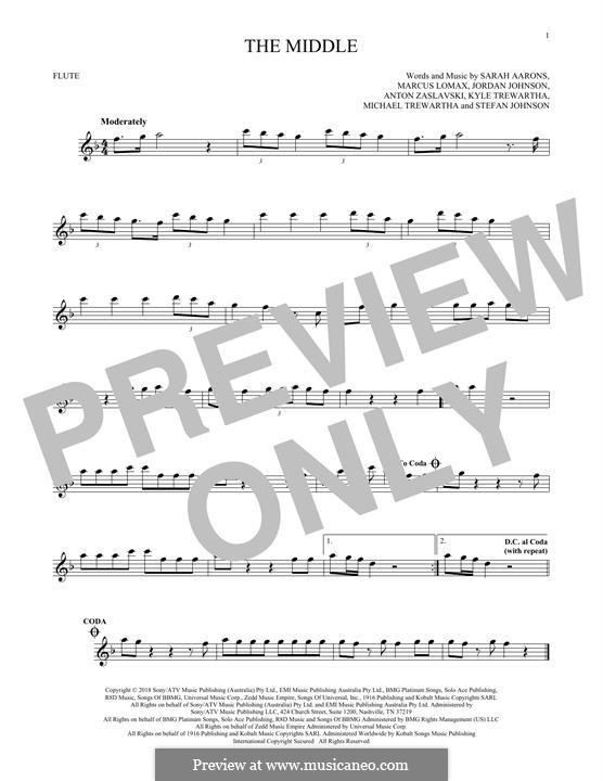 The Middle (Zedd, Maren Morris & Grey): para flauta by Anton Zaslavski, Marcus Lomax, Stefan Johnson, Jordan Johnson, Sarah Aarons, Kyle Trewartha, Michael Trewartha