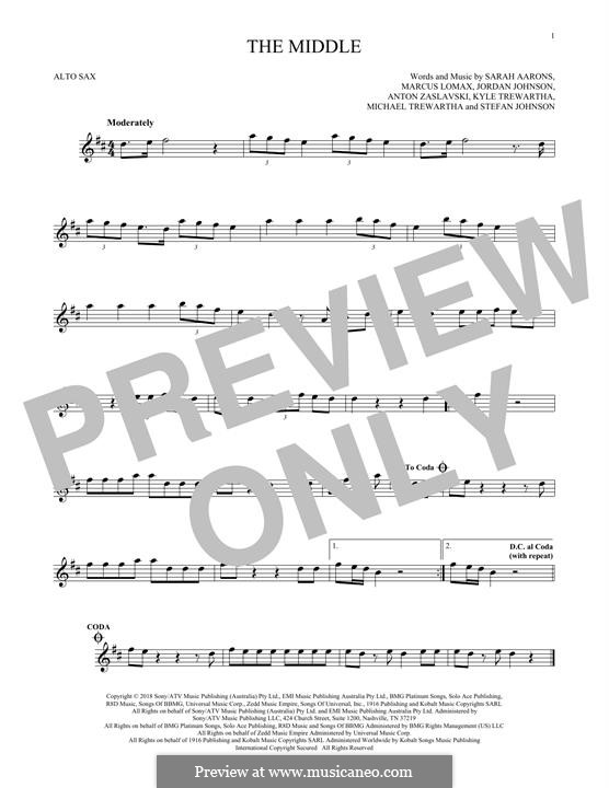 The Middle (Zedd, Maren Morris & Grey): para Saxofone Alto by Anton Zaslavski, Marcus Lomax, Stefan Johnson, Jordan Johnson, Sarah Aarons, Kyle Trewartha, Michael Trewartha