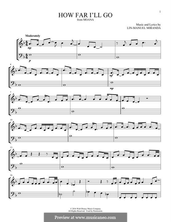 Vocal-instrumental version: For violin and cello by Lin-Manuel Miranda