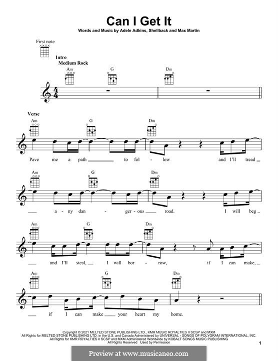 Can I Get It (Adele): para ukulele by Shellback, Max Martin
