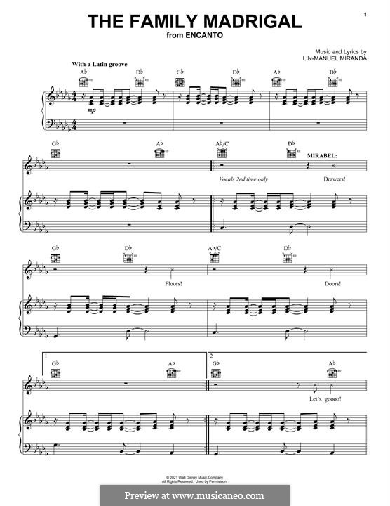 The Family Madrigal (from Encanto): Para vocais e piano (ou Guitarra) by Lin-Manuel Miranda
