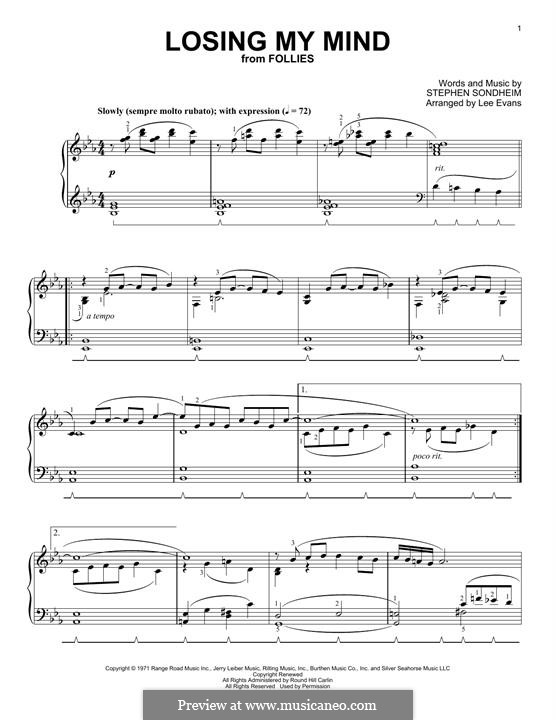 Losing My Mind: Para Piano by Stephen Sondheim