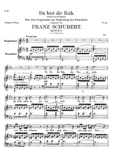Du bist die Ruh (You are Repose), D.776 Op.59 No.3: Partitura piano-vocal by Franz Schubert