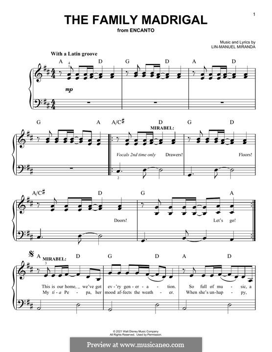 The Family Madrigal (from Encanto): Para Piano by Lin-Manuel Miranda