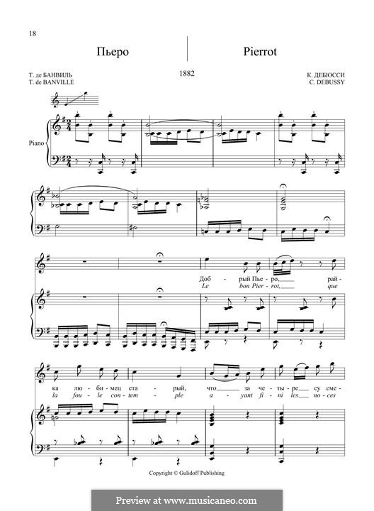 Pierrot: Para vocais e piano by Claude Debussy