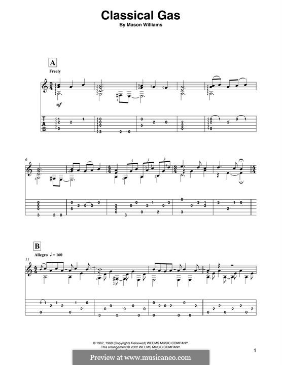 Classical Gas: Para Guitarra by Mason Williams