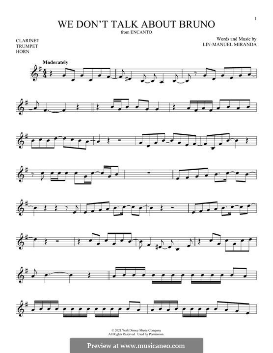 We Don't Talk About Bruno (from Encanto): para clarinete by Lin-Manuel Miranda