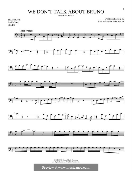 We Don't Talk About Bruno (from Encanto): para trombone by Lin-Manuel Miranda