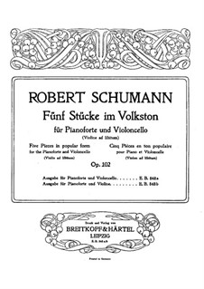 Five Pieces in Folk Style, Op.102: Parte de solo by Robert Schumann