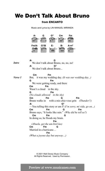We Don't Talk About Bruno (from Encanto): Lyrics and guitar chords by Lin-Manuel Miranda