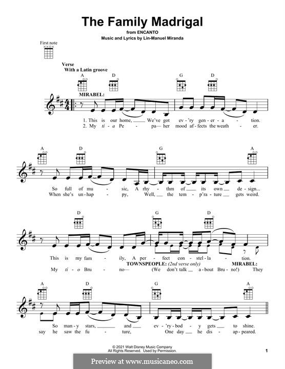 The Family Madrigal (from Encanto): para ukulele by Lin-Manuel Miranda