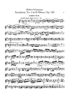 Symphony No.4 in D Minor, Op.120: parte clarinetas by Robert Schumann