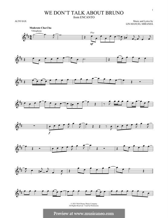 We Don't Talk About Bruno (from Encanto): para Saxofone Alto by Lin-Manuel Miranda