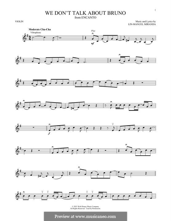 We Don't Talk About Bruno (from Encanto): para violino by Lin-Manuel Miranda