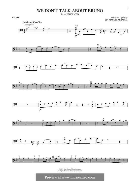 We Don't Talk About Bruno (from Encanto): para violoncelo by Lin-Manuel Miranda