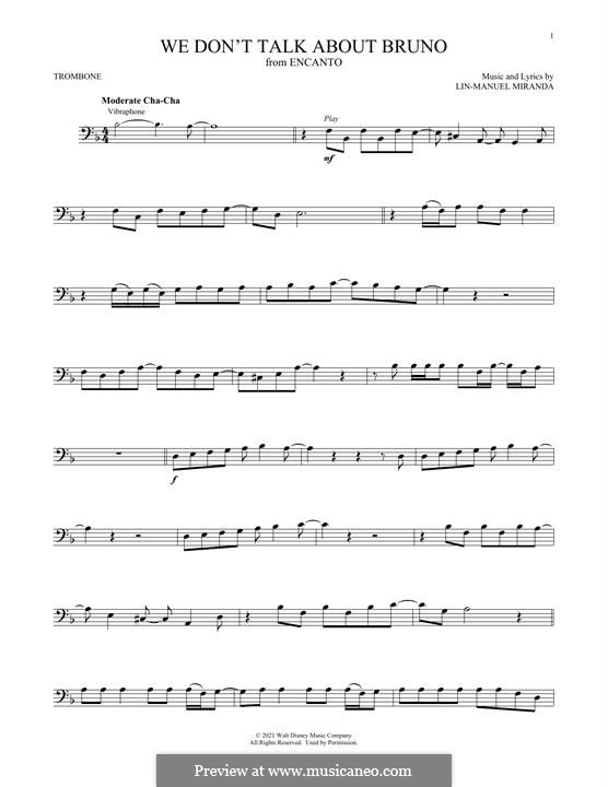 We Don't Talk About Bruno (from Encanto): para trombone by Lin-Manuel Miranda