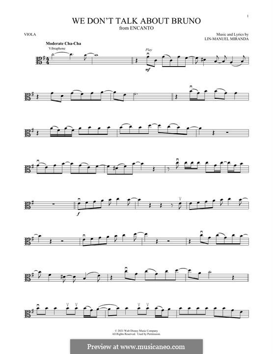 We Don't Talk About Bruno (from Encanto): para viola by Lin-Manuel Miranda