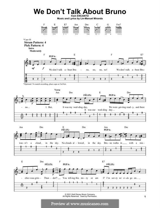 We Don't Talk About Bruno (from Encanto): Para guitarra com guia by Lin-Manuel Miranda