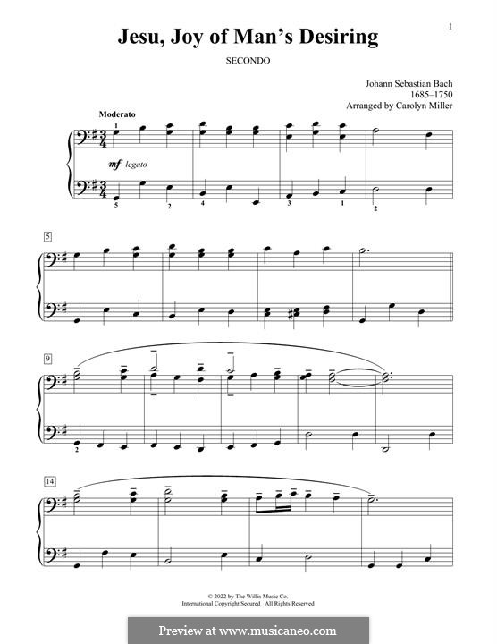 Jesu, Joy of Man's Desiring, for Piano: For four hands by Johann Sebastian Bach