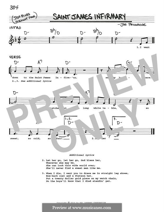 Saint James Infirmary: melodia by Joe Primrose